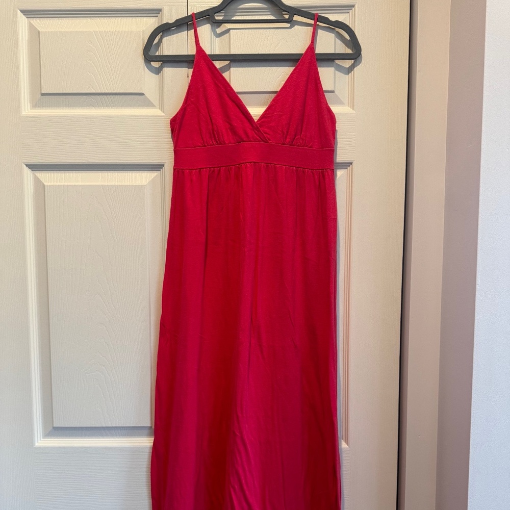 Xhilaration Hot Pink Empire Waist Cotton Maxi Dress